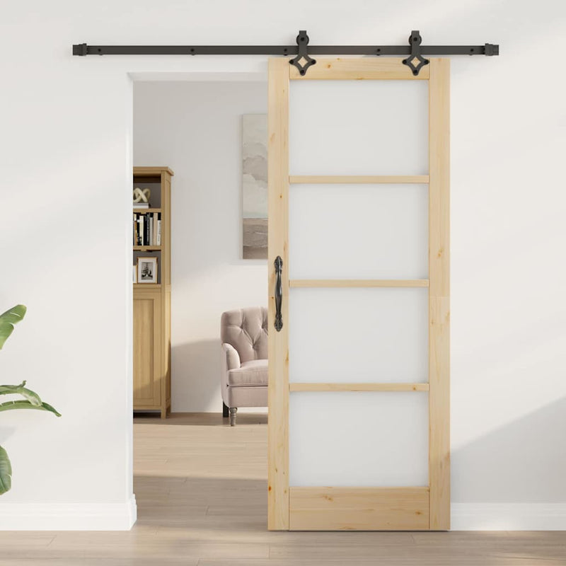 vidaXL Csúszóajtó ORKDAL Barna 78 x 202 cm Fa és fém