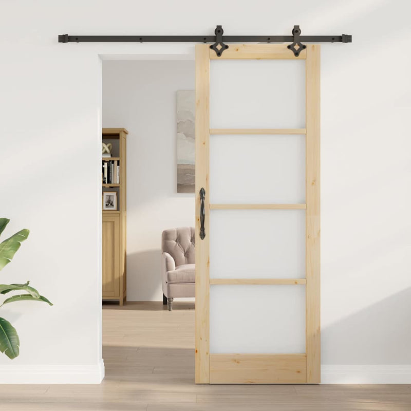 vidaXL Csúszóajtó ORKDAL Barna 78 x 211 cm Fa és fém