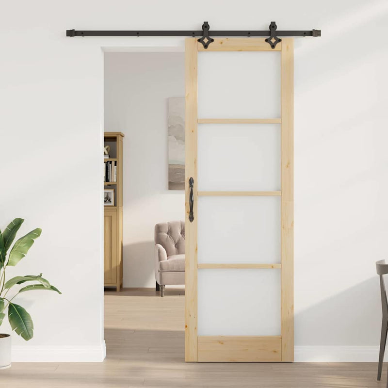 vidaXL Csúszóajtó ORKDAL Barna 78 x 232 cm Fa és fém