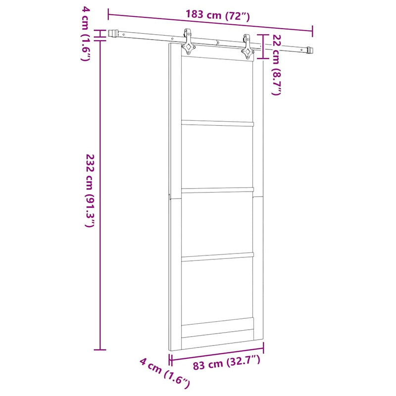 vidaXL Csúszóajtó ORKDAL Barna 83 x 232 cm Fa és fém