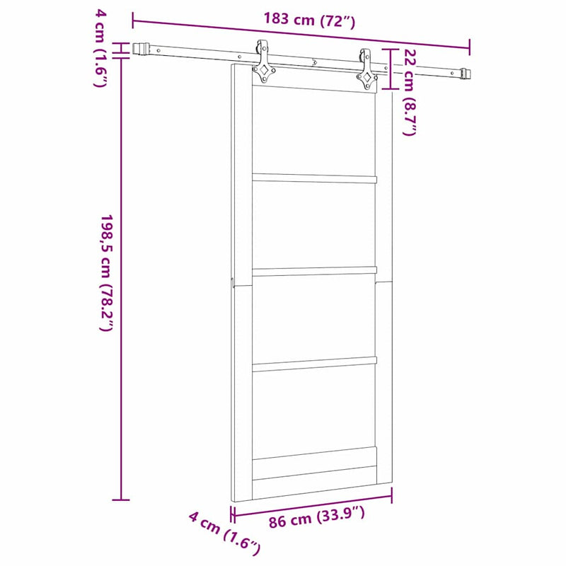 vidaXL Csúszóajtó ORKDAL Barna 86 x 198.5 cm Fa és fém
