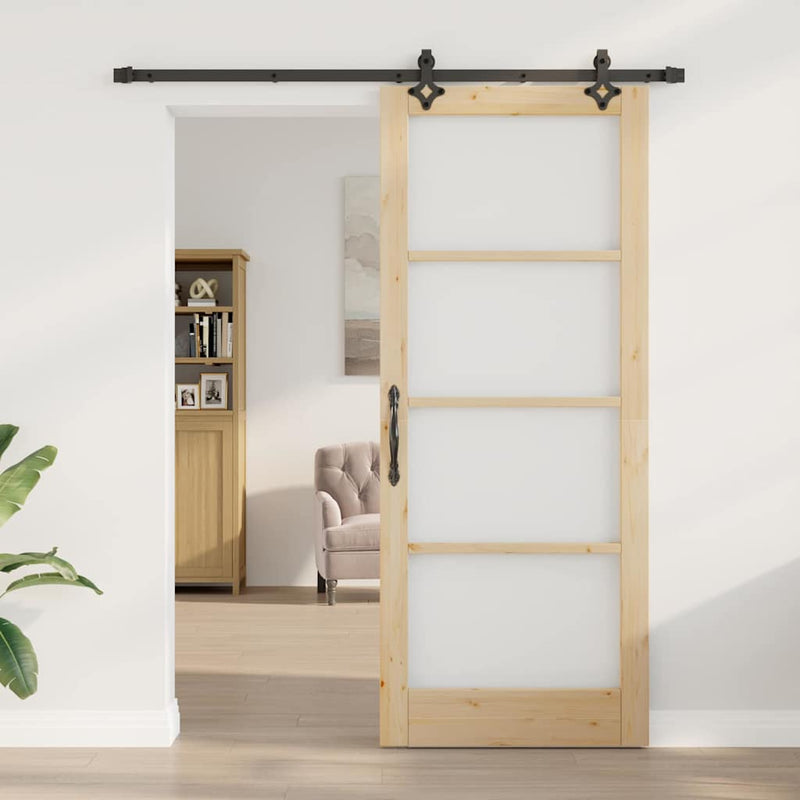 vidaXL Csúszóajtó ORKDAL Barna 86 x 211 cm Fa és fém