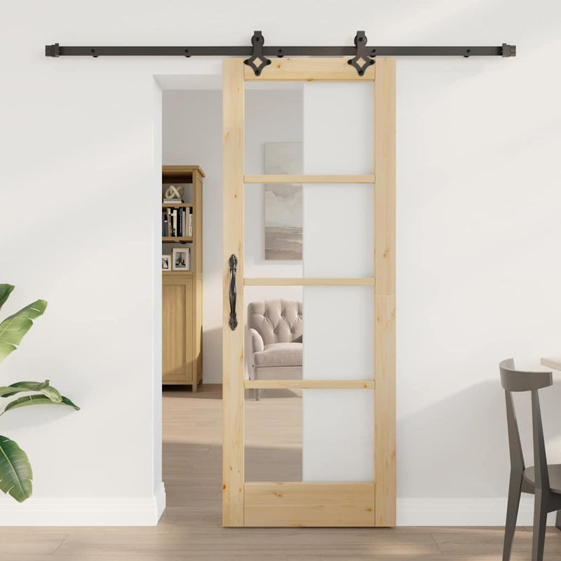 vidaXL Csúszóajtó ORKDAL Barna 73.5 x 198.5 cm Fa és fém