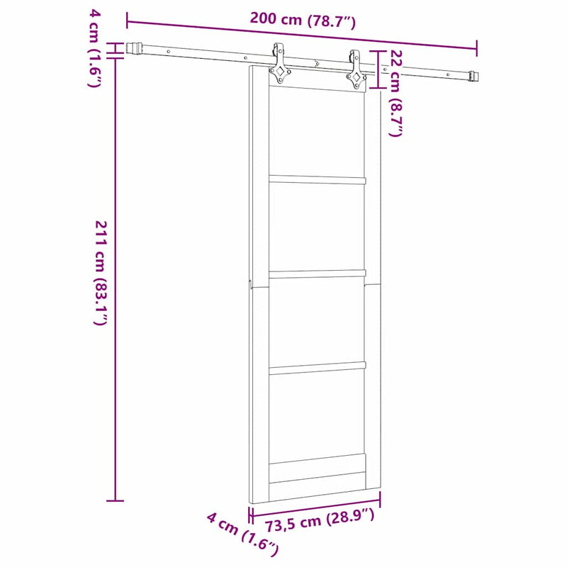 vidaXL Csúszóajtó ORKDAL Fehér 73.5 x 211 cm Fa és fém