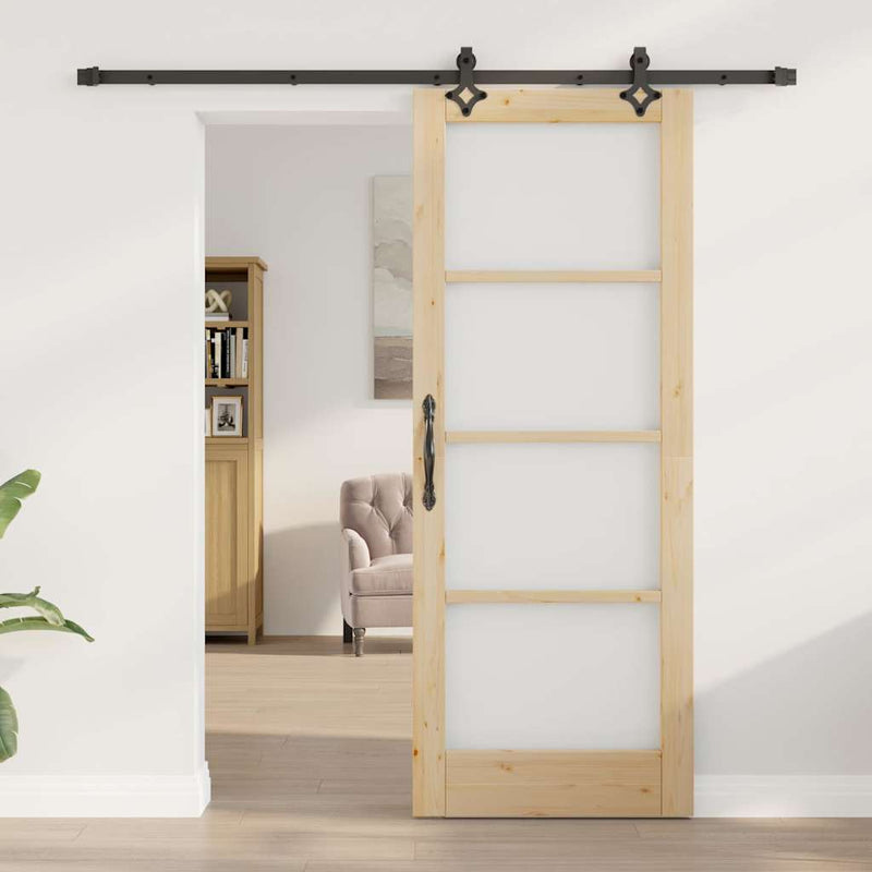 vidaXL Csúszóajtó ORKDAL Barna 78 x 202 cm Fa és fém