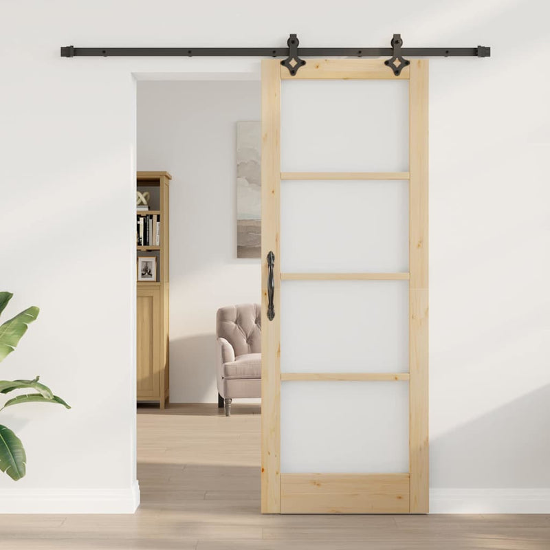 vidaXL Csúszóajtó ORKDAL Barna 78 x 211 cm Fa és fém