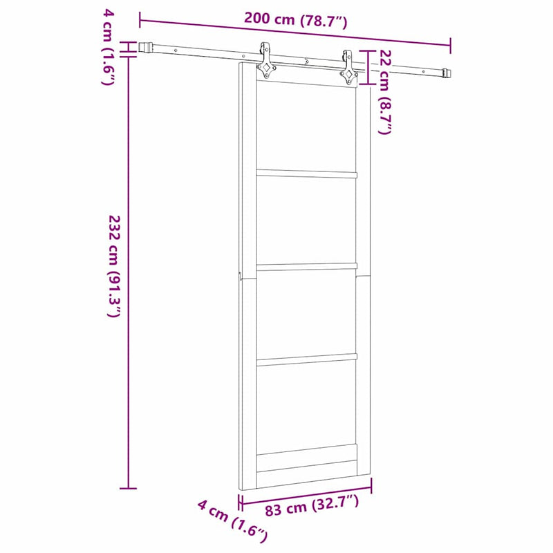 vidaXL Csúszóajtó ORKDAL Fehér 83 x 232 cm Fa és fém