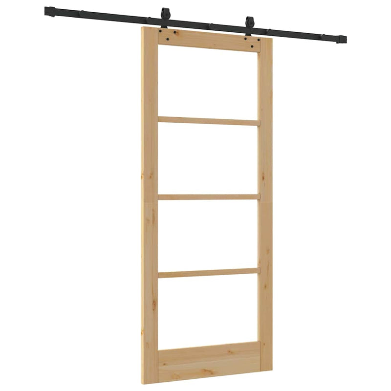 vidaXL Csúszóajtó ORKDAL Barna 86 x 198.5 cm Fa és fém