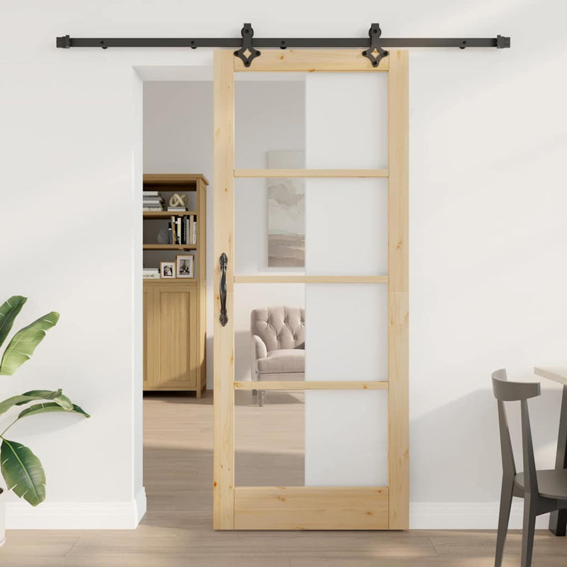 vidaXL Csúszóajtó ORKDAL Barna 86 x 211 cm Fa és fém