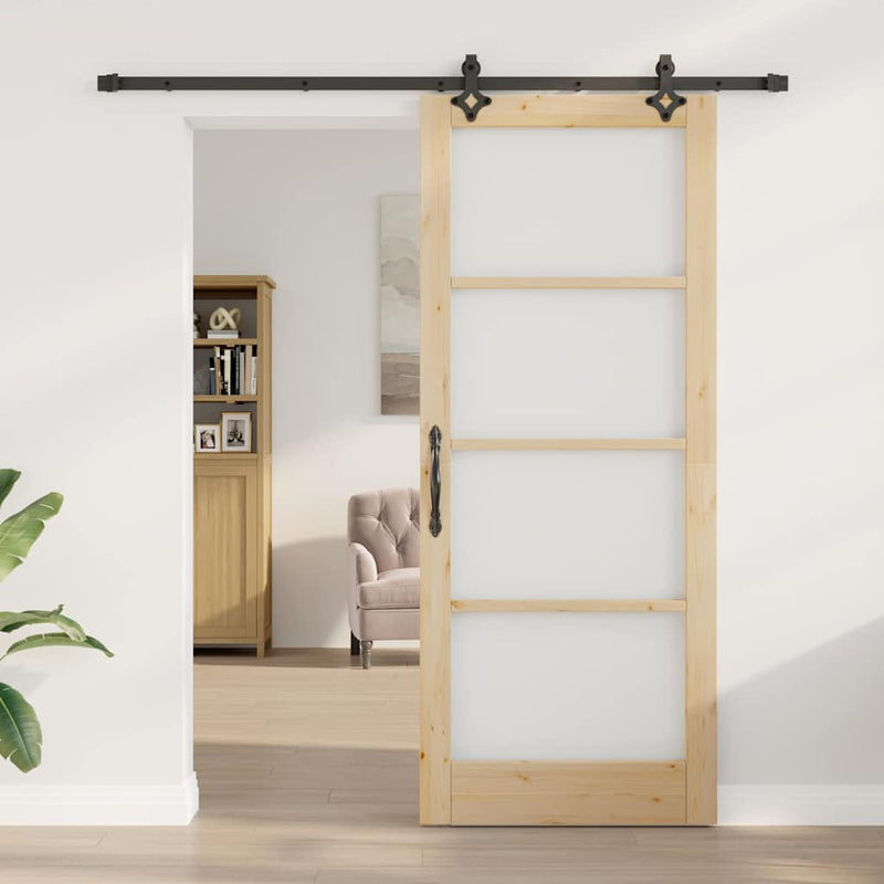vidaXL Csúszóajtó ORKDAL Barna 86 x 211 cm Fa és fém