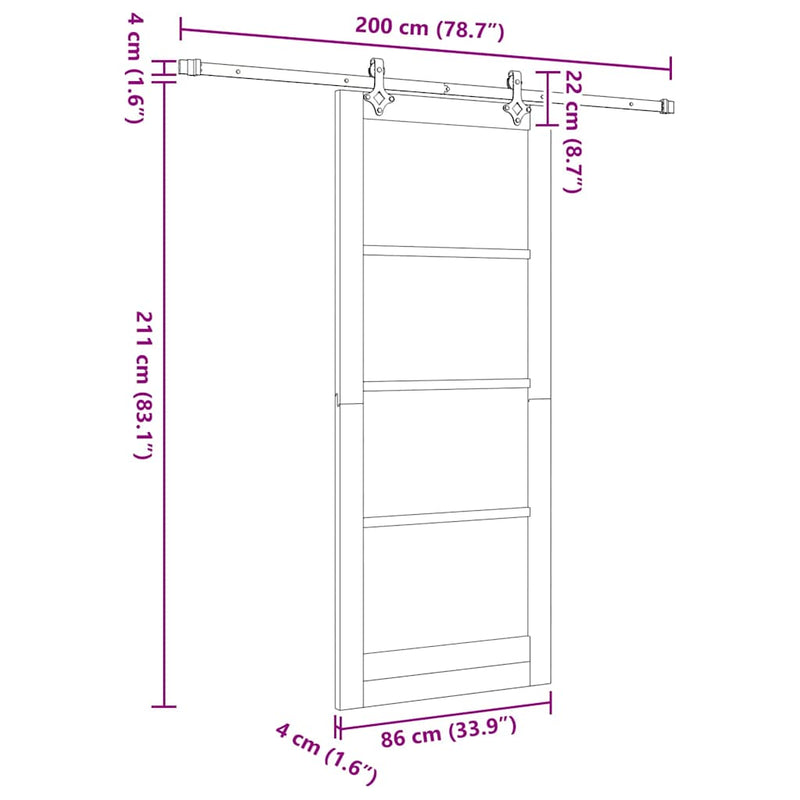 vidaXL Csúszóajtó ORKDAL Barna 86 x 211 cm Fa és fém