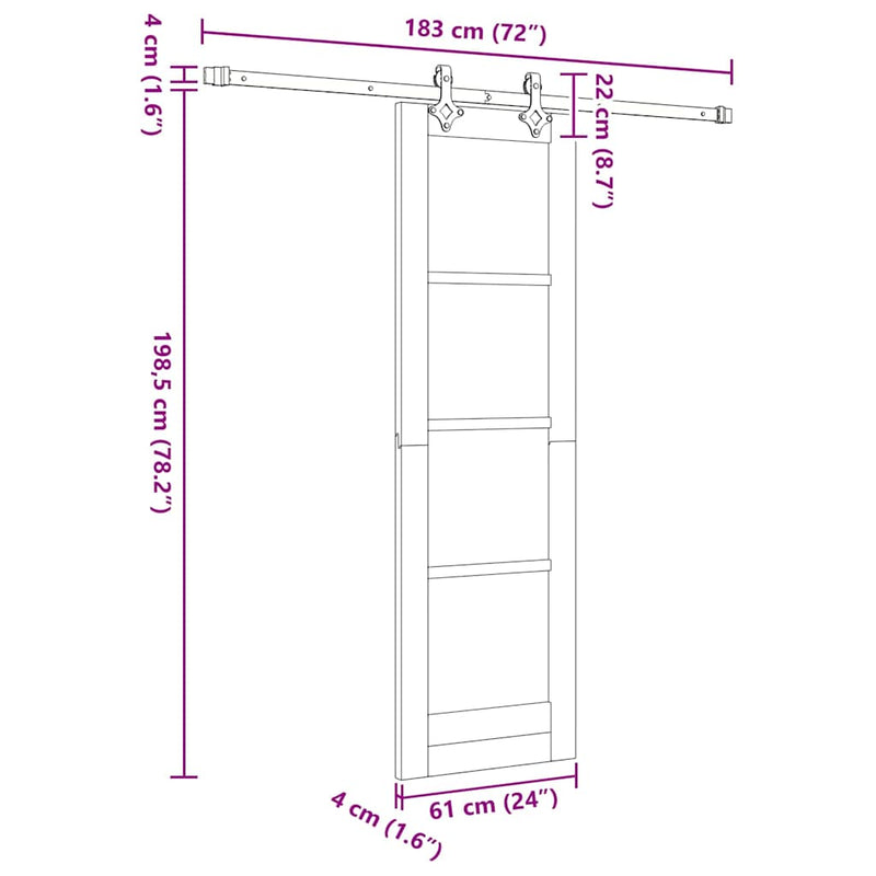 vidaXL Csúszóajtó Barna 61 x 198.5 cm Fa és fém