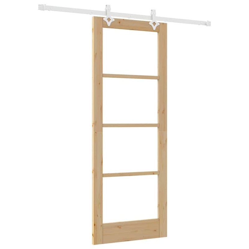 vidaXL Csúszóajtó Barna 78 x 202 cm Fa és fém