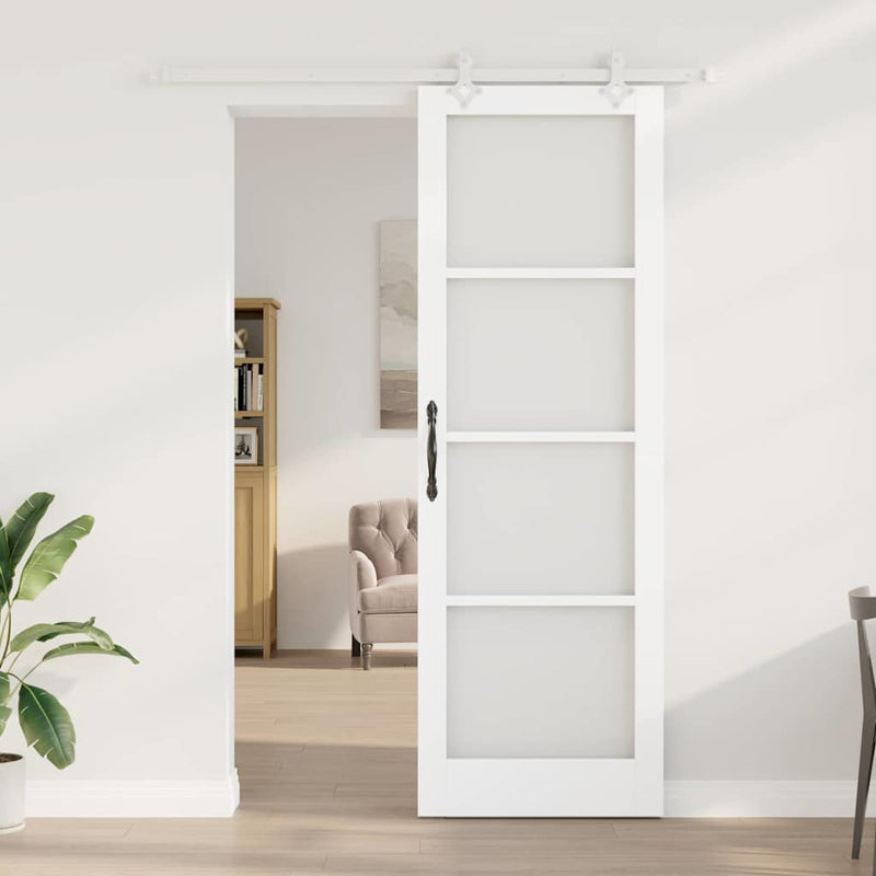 vidaXL Csúszóajtó Fehér 78 x 232 cm Fa és fém