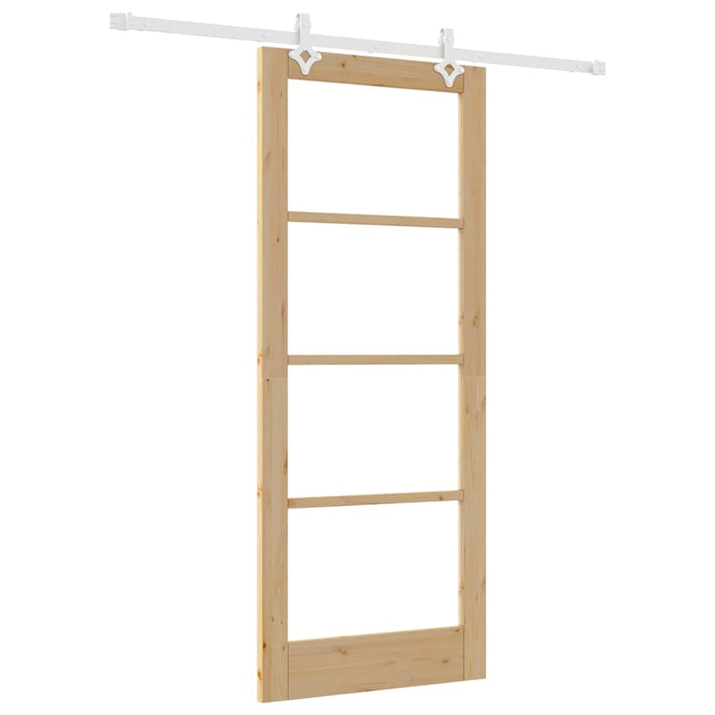vidaXL Csúszóajtó Barna 83 x 202 cm Fa és fém