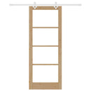 vidaXL Csúszó ajtó Természetes 83 x 211 cm Tömör fenyőfa és üveg