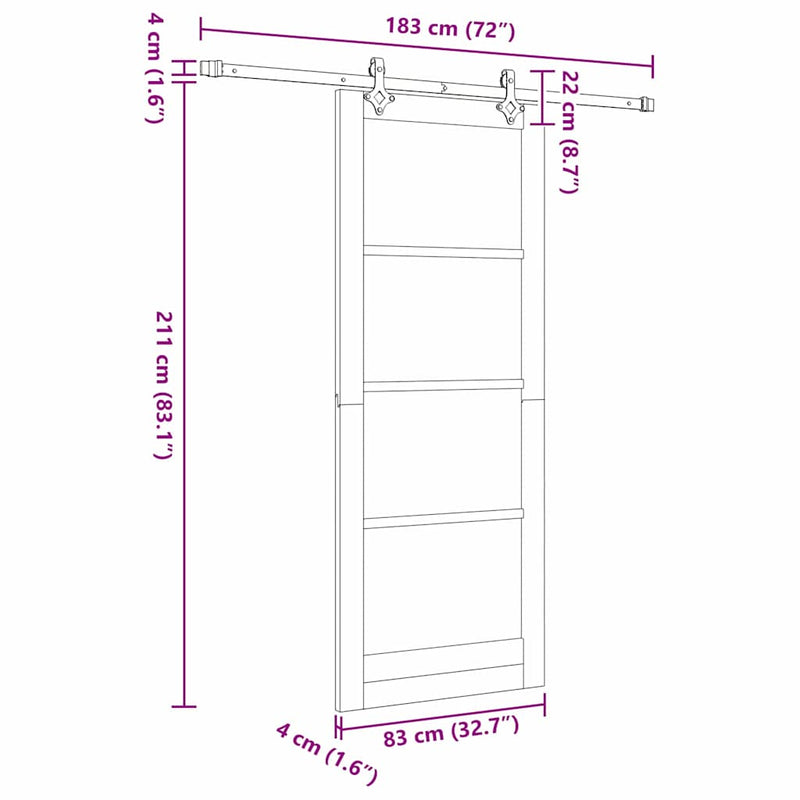 vidaXL Csúszóajtó Barna 83 x 211 cm Fa és fém