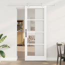 vidaXL Csúszó ajtó Fehér 83 x 211 cm Tömör fenyőfa és üveg