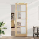 vidaXL Csúszó ajtó Természetes 83 x 232 cm Tömör fenyőfa és üveg