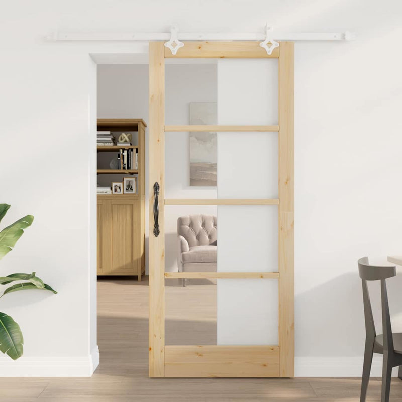 vidaXL Csúszóajtó Barna 86 x 198.5 cm Fa és fém