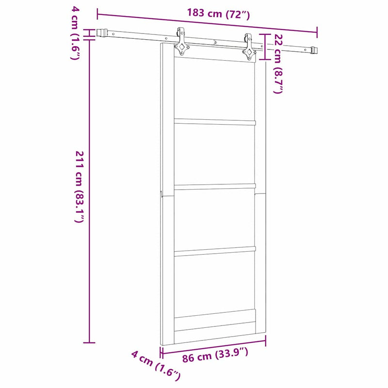 vidaXL Csúszóajtó Barna 86 x 211 cm Fa és fém