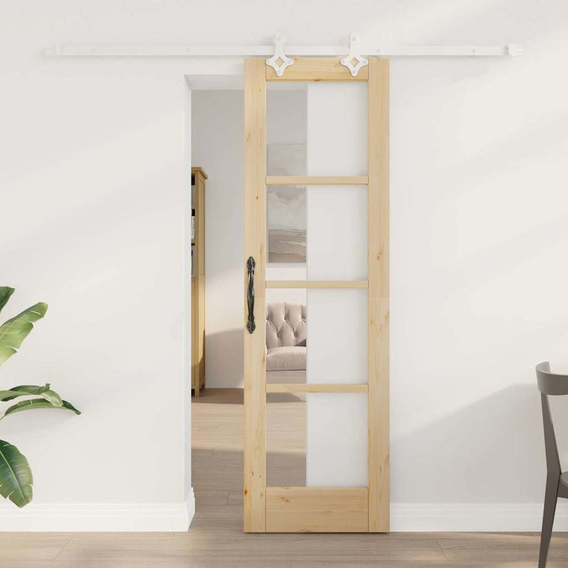 vidaXL Csúszóajtó Barna 61 x 198.5 cm Fa és fém