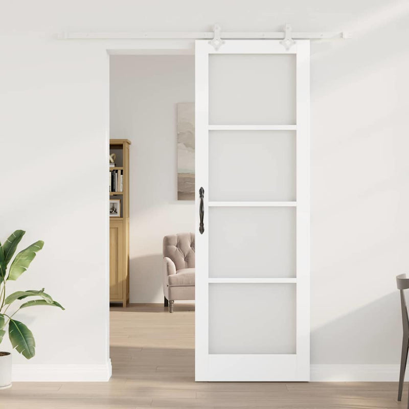 vidaXL Csúszóajtó Fehér 78 x 232 cm Fa és fém