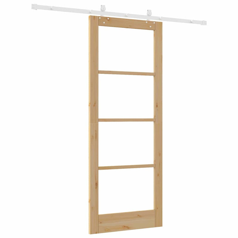vidaXL Csúszóajtó Barna 83 x 211 cm Fa és fém