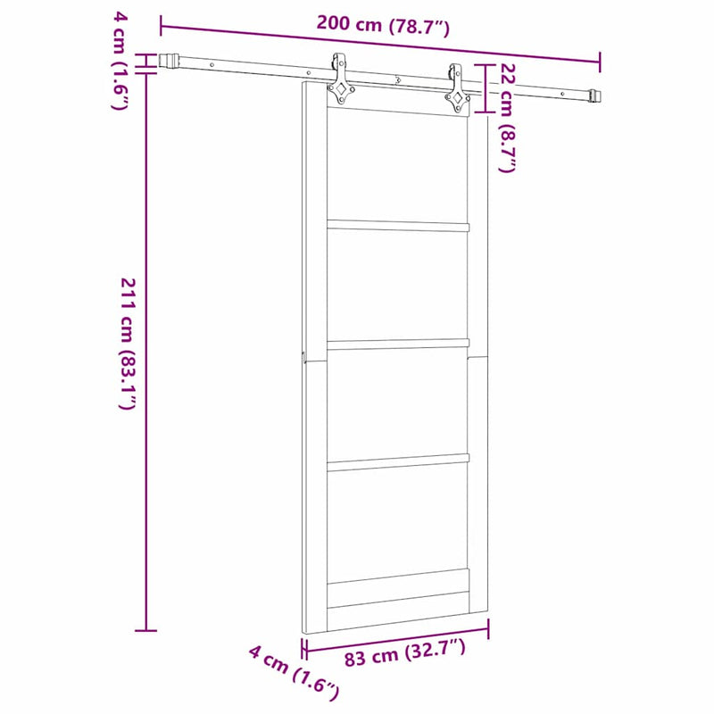 vidaXL Csúszóajtó Barna 83 x 211 cm Fa és fém