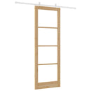 vidaXL Csúszó ajtó Természetes 83 x 232 cm Tömör fenyőfa és üveg