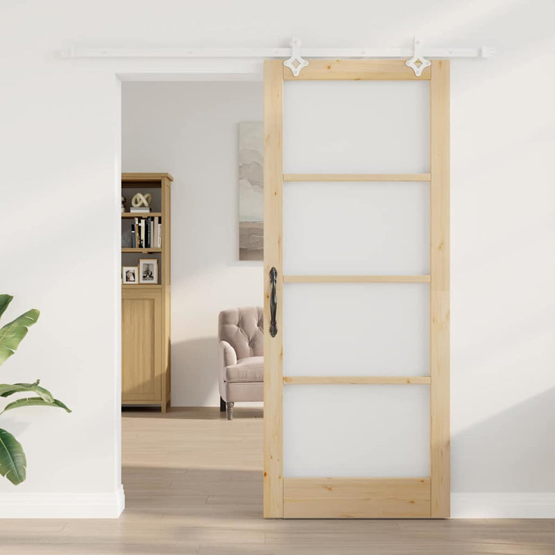 vidaXL Csúszóajtó Barna 86 x 211 cm Fa és fém
