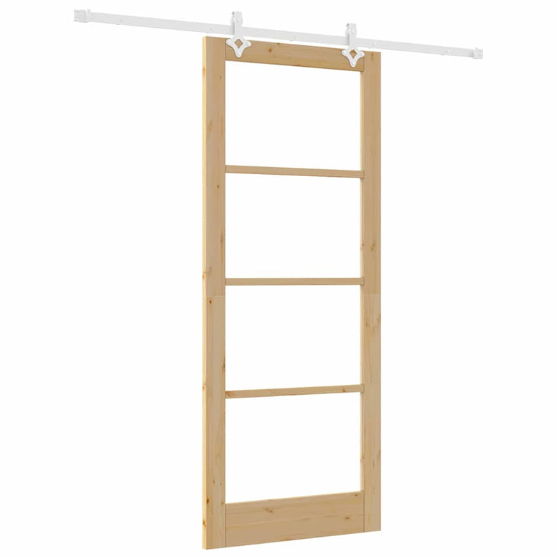 vidaXL Csúszóajtó Barna 86 x 211 cm Fa és fém