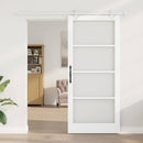 vidaXL Csúszó ajtó Fehér 93 x 211 cm Tömör fenyőfa és üveg