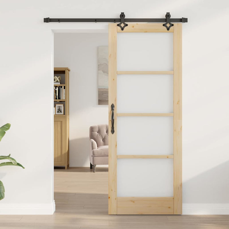 vidaXL Csúszóajtó Egyéb Barna 78 x 202 cm Fa és fém