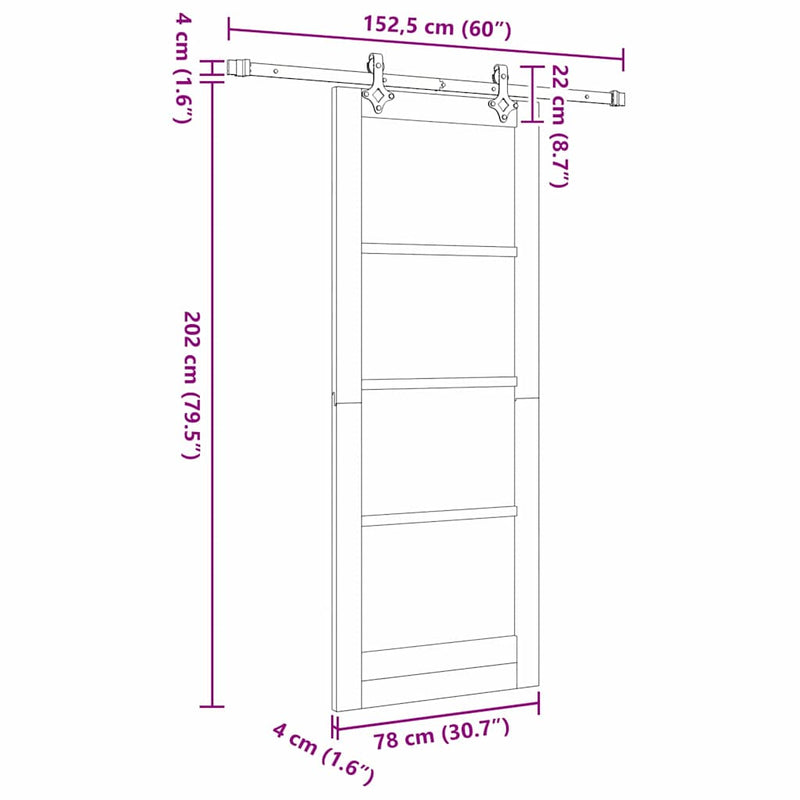 vidaXL Csúszóajtó Egyéb Barna 78 x 202 cm Fa és fém