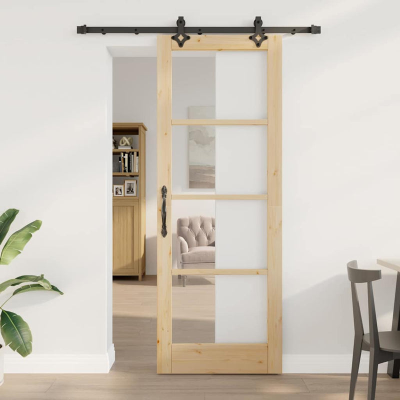 vidaXL Csúszóajtó Egyéb Barna 78 x 211 cm Fa és fém