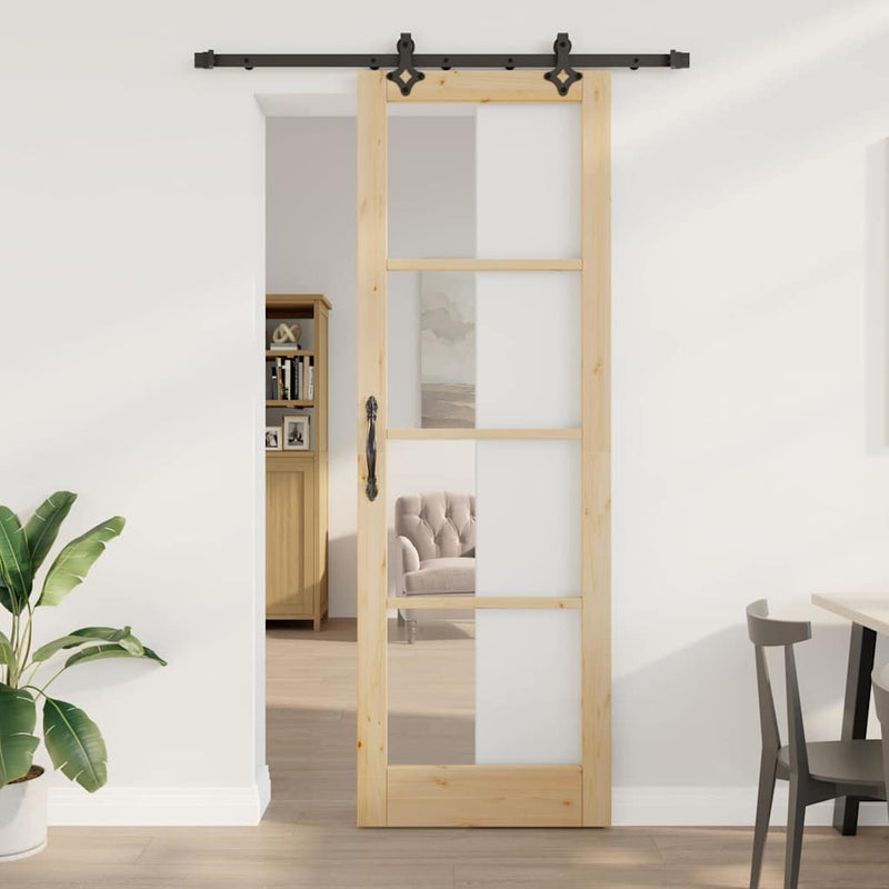 vidaXL Csúszóajtó Egyéb Barna 78 x 232 cm Fa és fém
