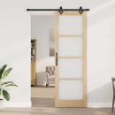 vidaXL Csúszó ajtó Természetes 78 x 232 cm Tömör fenyőfa és üveg