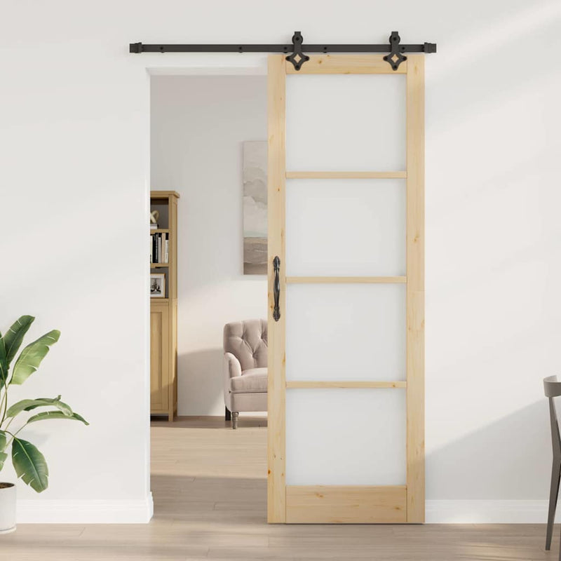 vidaXL Csúszóajtó Egyéb Barna 78 x 232 cm Fa és fém