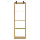 vidaXL Csúszó ajtó Természetes 78 x 232 cm Tömör fenyőfa és üveg