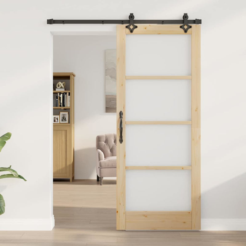 vidaXL Csúszóajtó Egyéb Barna 83 x 202 cm Fa és fém