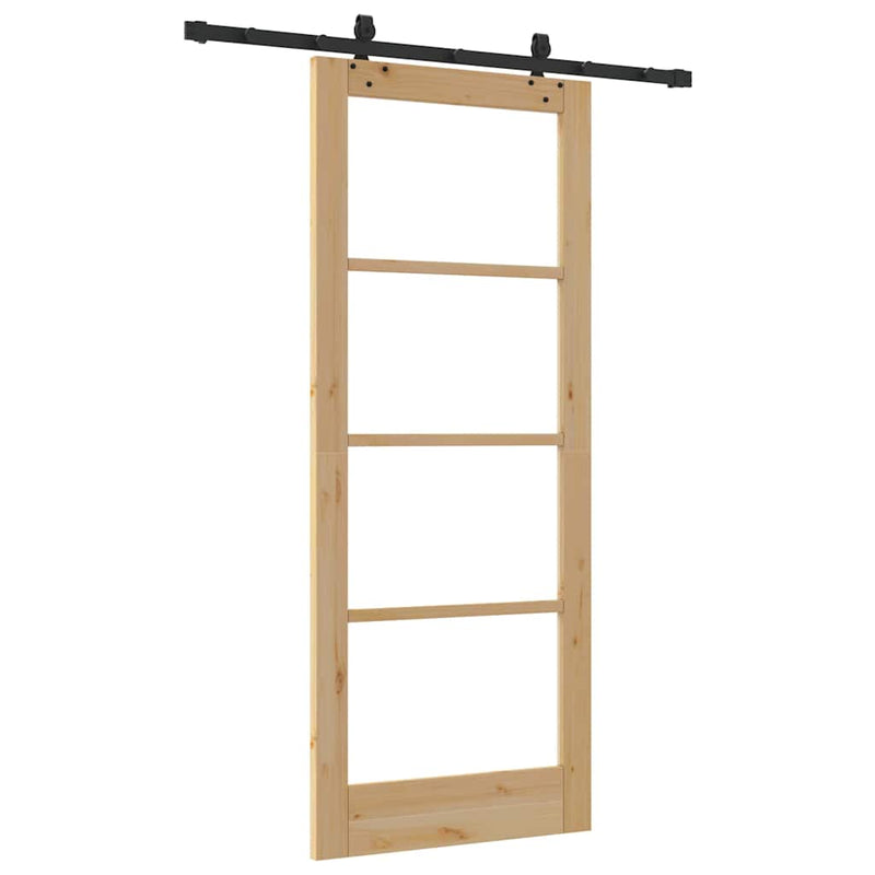 vidaXL Csúszóajtó Egyéb Barna 83 x 202 cm Fa és fém