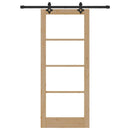 vidaXL Csúszó ajtó Természetes 83 x 202 cm Tömör fenyőfa és üveg