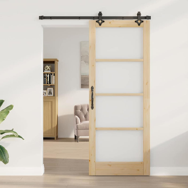 vidaXL Csúszóajtó Egyéb Barna 83 x 211 cm Fa és fém