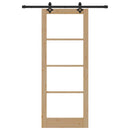 vidaXL Csúszó ajtó Természetes 83 x 211 cm Tömör fenyőfa és üveg