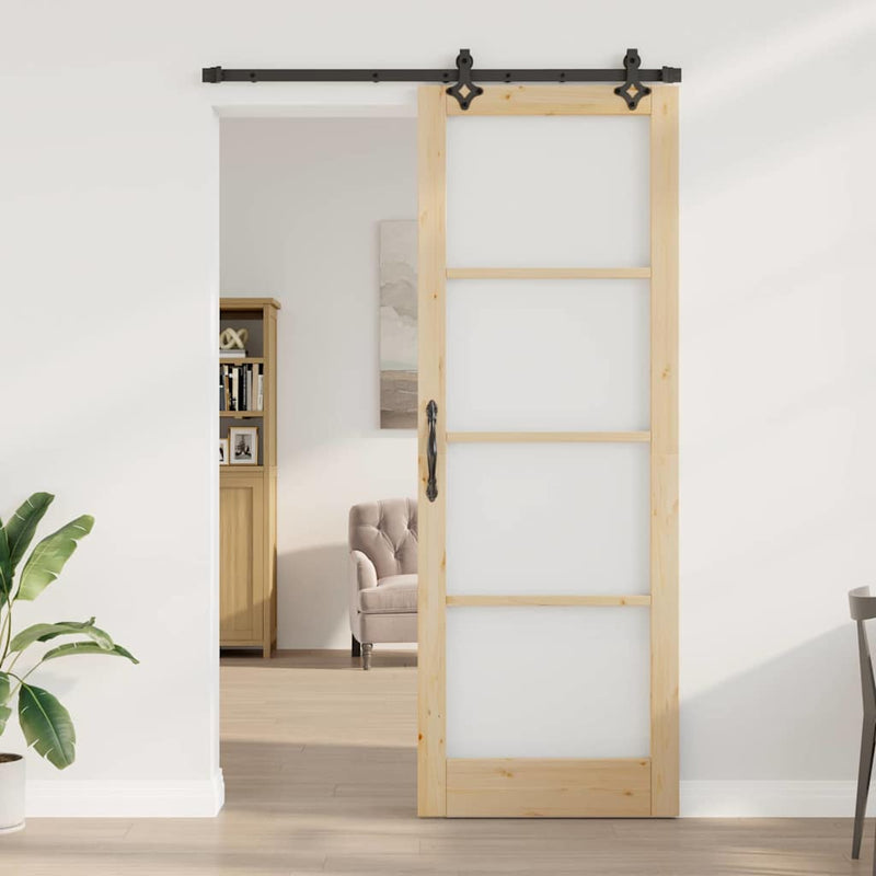 vidaXL Csúszóajtó Egyéb Barna 83 x 232 cm Fa és fém