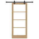 vidaXL Csúszó ajtó Természetes 86 x 198,5 cm Tömör fenyőfa és üveg