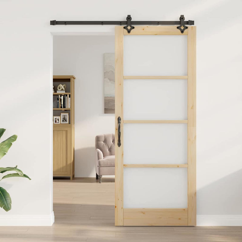vidaXL Csúszóajtó Egyéb Barna 86 x 211 cm Fa és fém