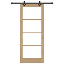 vidaXL Csúszó ajtó Természetes 86 x 211 cm Tömör fenyőfa és üveg