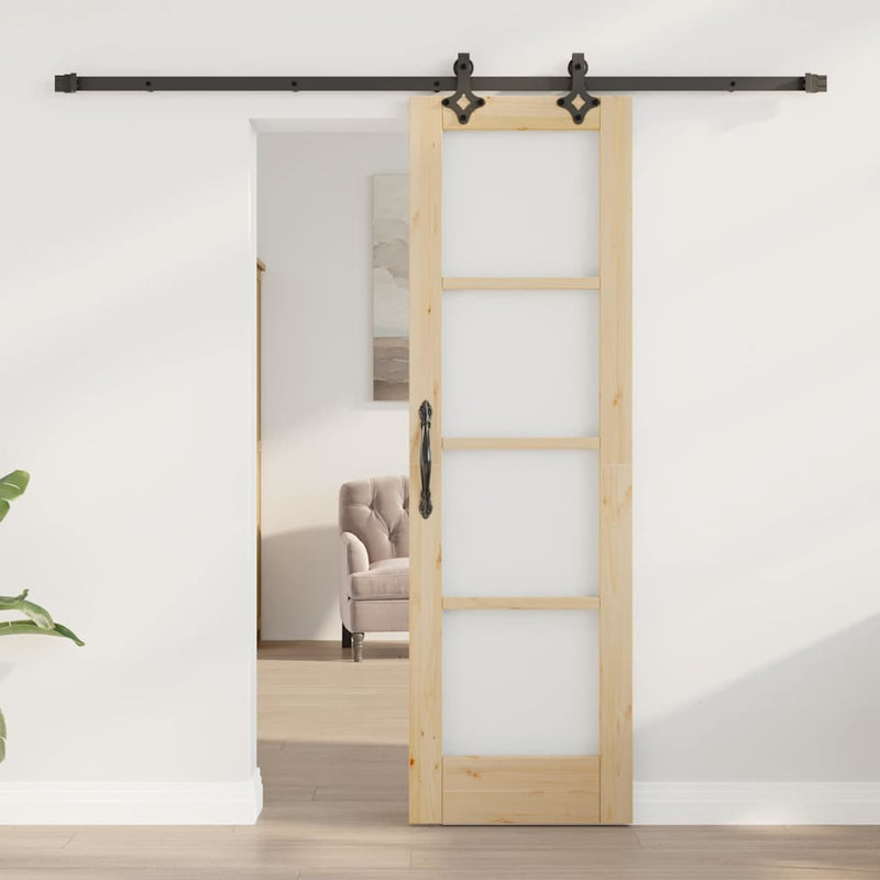 vidaXL Csúszóajtó Egyéb Barna 61 x 198.5 cm Fa és fém